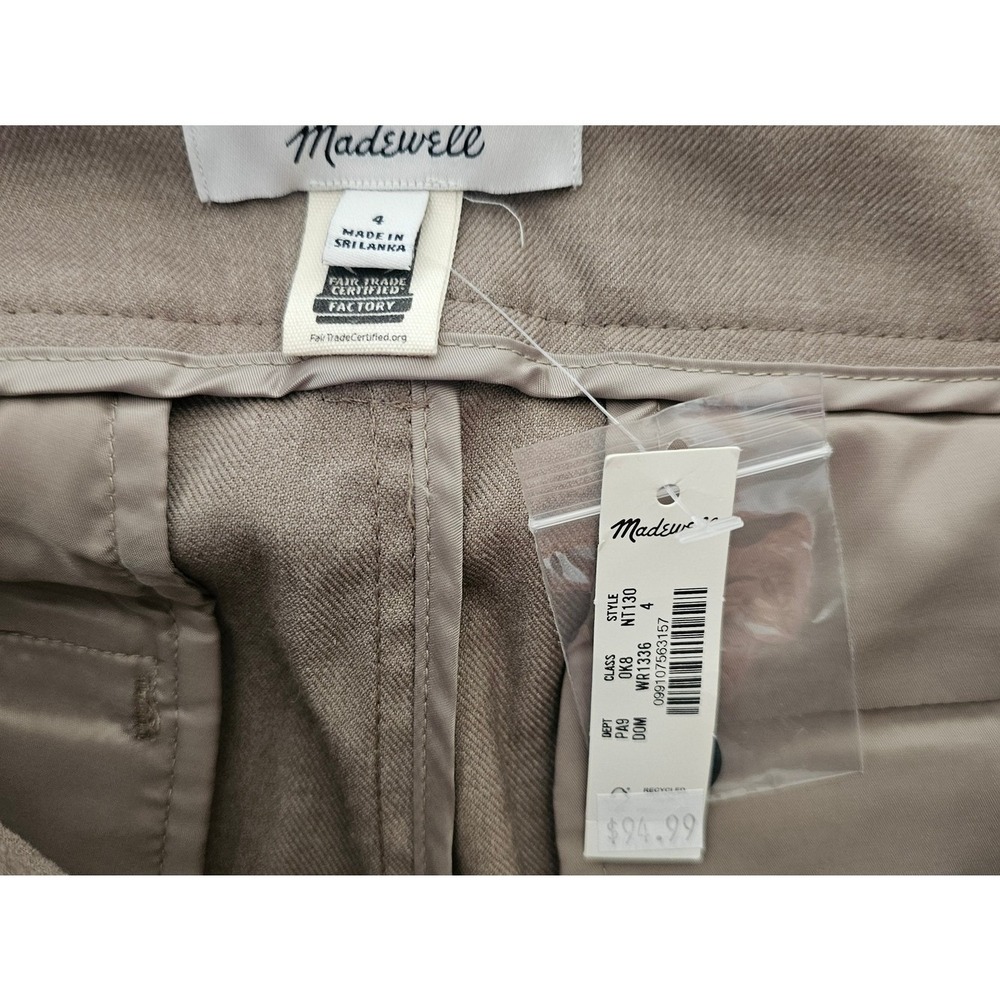 Madewell Womans 4 Harlow Wide-Leg Trousers Pants Tan Pleated Cinch Back Career ~ - Picture 3 of 9